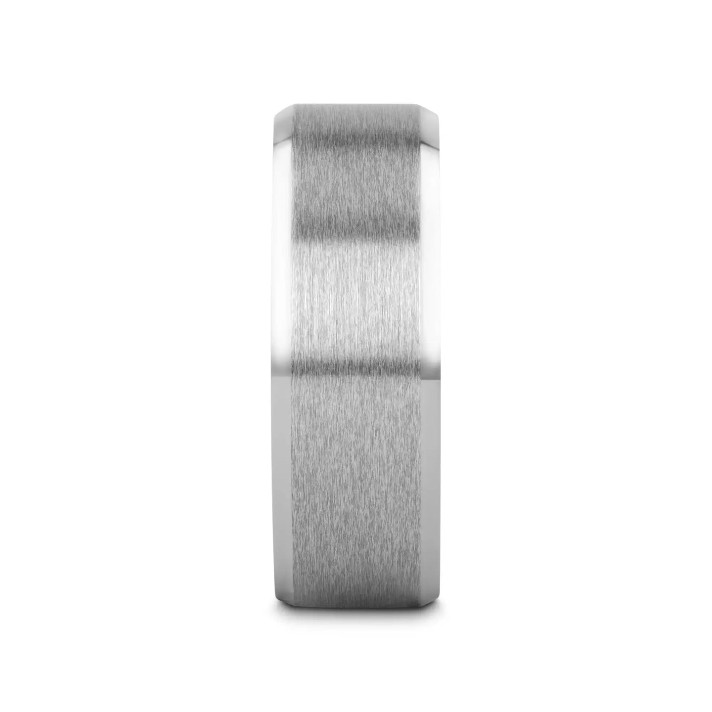SIRIUS Flat Beveled-Edged Tungsten Ring with Brushed Center and Vibrant Blue Ceramic Inside - 8mm - Larson Jewelers
