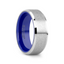 SIRIUS Flat Beveled-Edged Tungsten Ring with Brushed Center and Vibrant Blue Ceramic Inside - 8mm