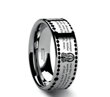 HAIL MARY Laser Engraved Tungsten Carbide Ring - Larson Jewelers