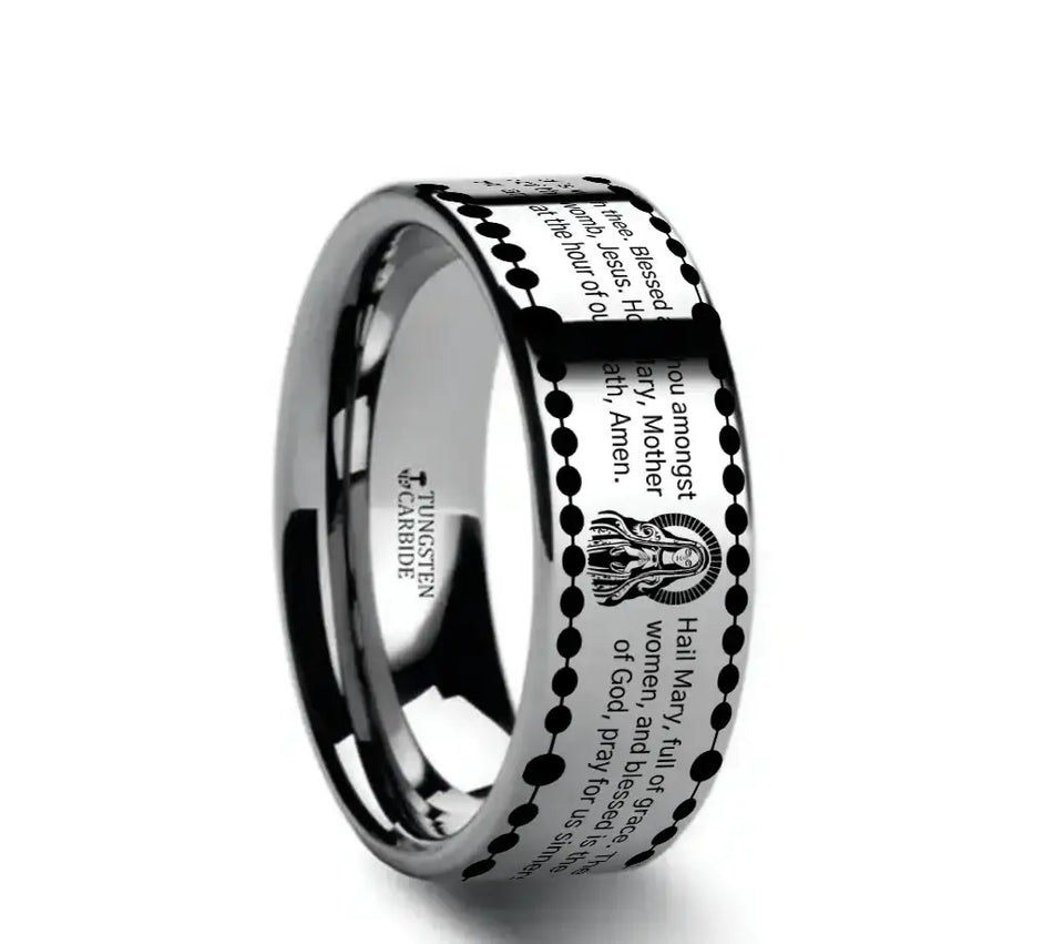 HAIL MARY Laser Engraved Tungsten Carbide Ring - Larson Jewelers