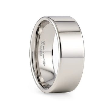 STOCKTON Flat Style White Tungsten Ring - 2mm - 12mm - Larson Jewelers