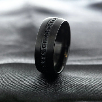 TALON Black Titanium Ring with Black Sapphires - 6mm - 8mm - Larson Jewelers