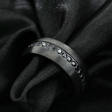 TALON Black Titanium Ring with Black Sapphires - 6mm - 8mm - Larson Jewelers