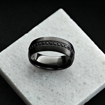 TALON Black Titanium Ring with Black Sapphires - 6mm - 8mm - Larson Jewelers
