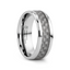 TANTALUS Beveled Edge Titanium Ring with White Carbon Fiber Inlay - 8mm