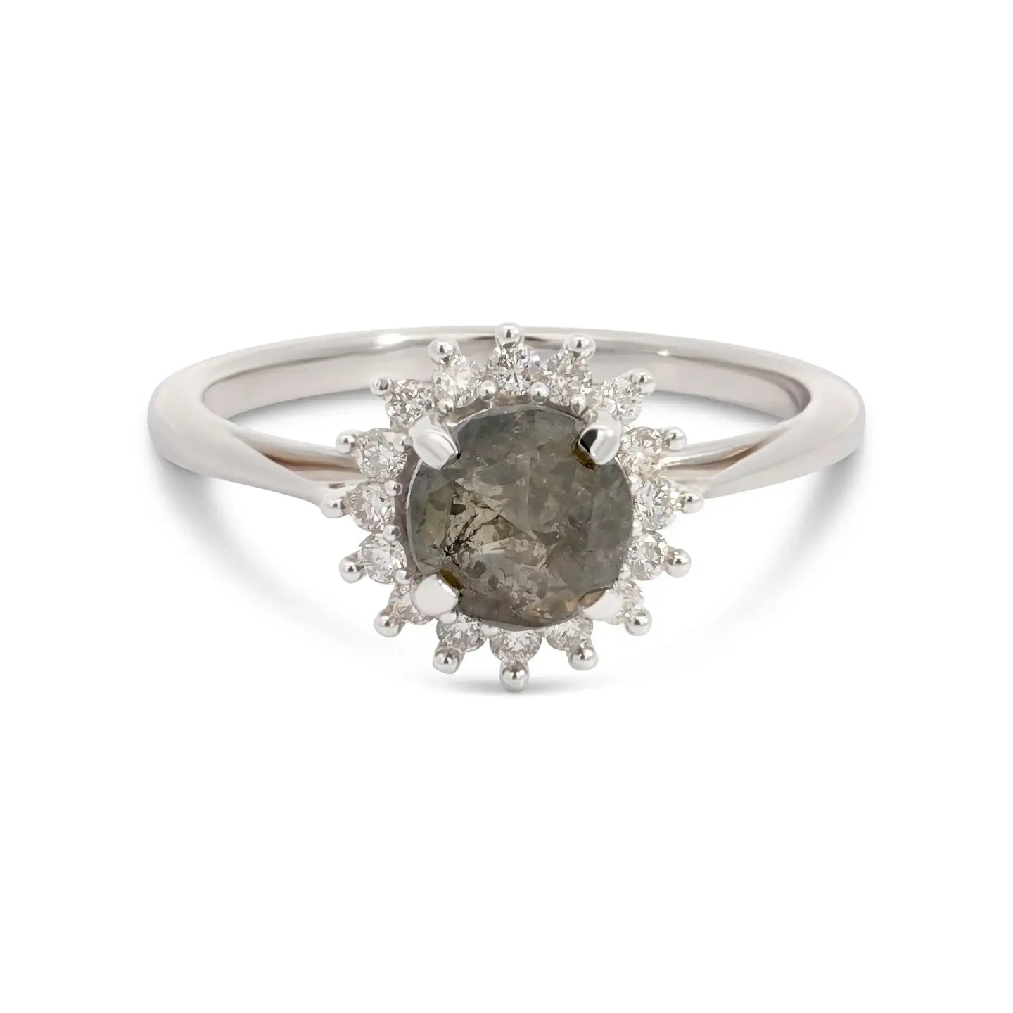 DUFF 1.46ct 14K White Gold Natural Salt & Pepper Diamond Engagement Ring With Matching Band - Larson Jewelers