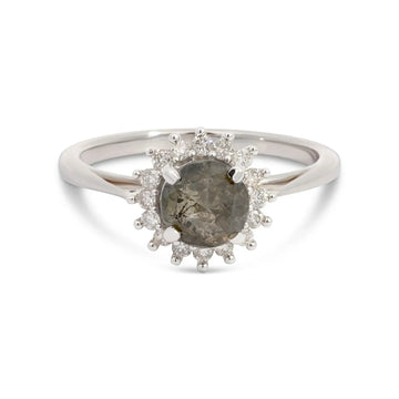 DUFF 1.46ct 14K White Gold Natural Salt & Pepper Diamond Engagement Ring With Matching Band - Larson Jewelers