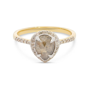MELA 1.45ct 14K Gold Natural Pear Salt & Pepper Diamond Engagement Ring - Larson Jewelers