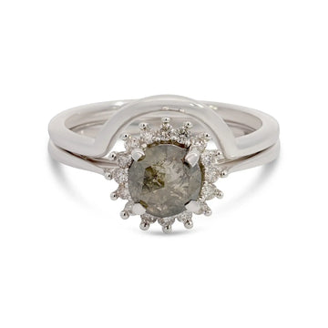 DUFF 1.46ct 14K White Gold Natural Salt & Pepper Diamond Engagement Ring With Matching Band - Larson Jewelers