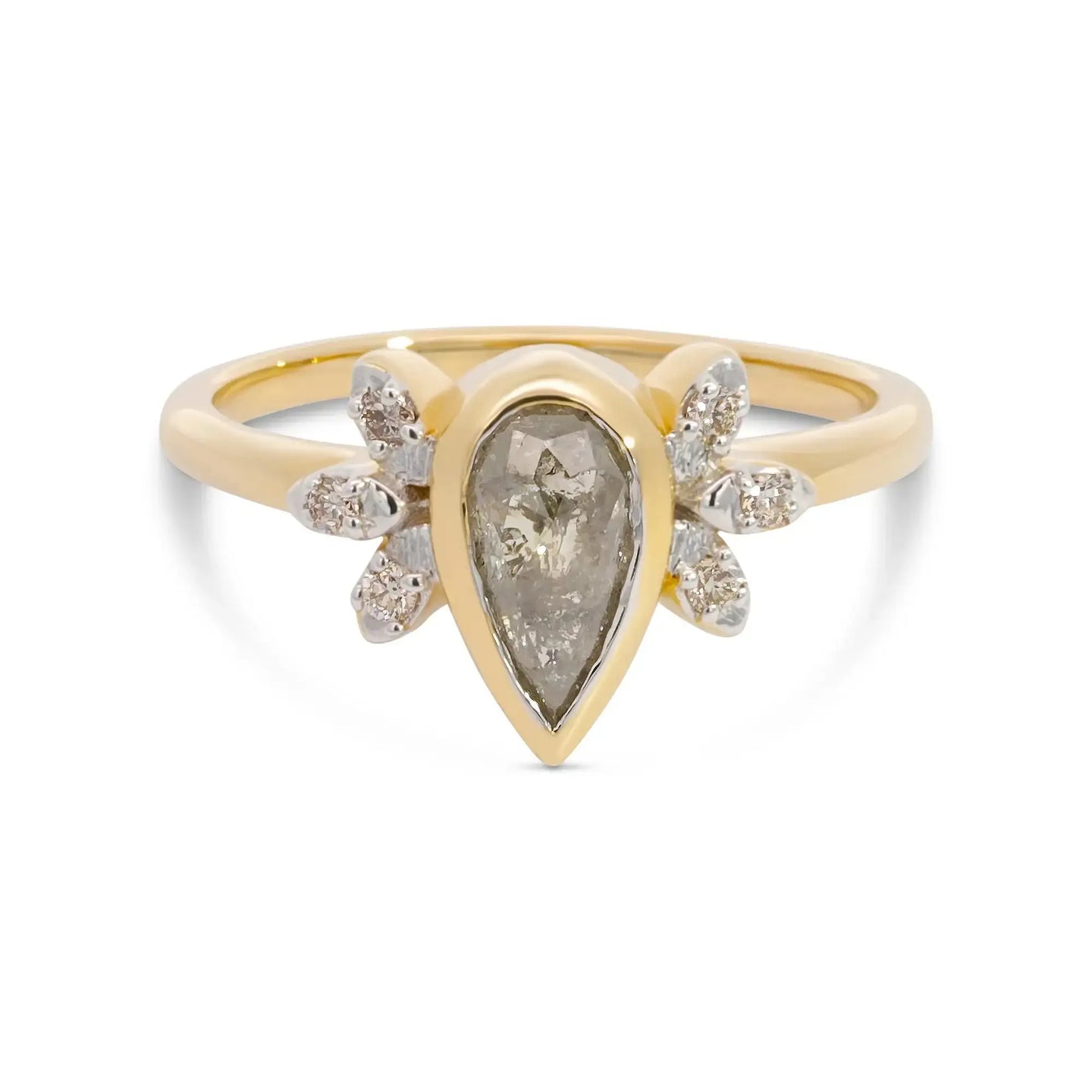 MORRISA 0.78 ct 14K Gold Pear Natural Salt & Pepper Diamond Engagement Ring - Larson Jewelers