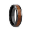 Bague en céramique noire incrustée de bois des Carpates THRACIEN avec biseaux - 6 mm et 8 mm