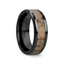TRES Beveled Black Ceramic Polished Men's Wedding Band with Ombre Antler Inlay - 8mm