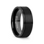 TURNER Black Tungsten Carbide Wedding Band – Flat Brushed Center, Dual Offset Grooves, Polished Edges (6mm & 8mm)