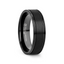 TURNER Black Tungsten Carbide Wedding Band – Flat Brushed Center, Dual Offset Grooves, Polished Edges (6mm & 8mm)