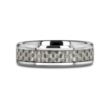 ULTIMUS Tungsten Carbide Ring with Beveled White Carbon Fiber Inlay - 4mm - 12mm - Larson Jewelers