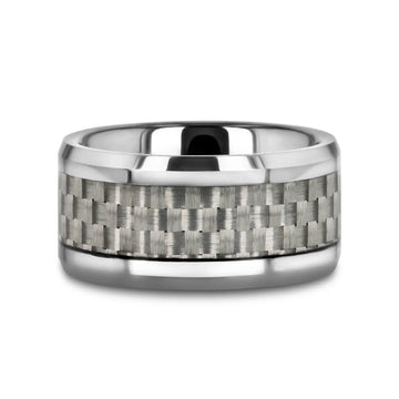 ULTIMUS Tungsten Carbide Ring with Beveled White Carbon Fiber Inlay - 4mm - 12mm - Larson Jewelers