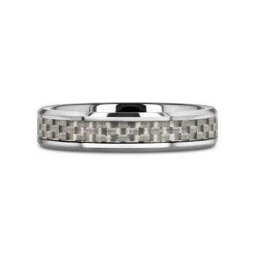 ULTIMUS Tungsten Carbide Ring with Beveled White Carbon Fiber Inlay - 4mm - 12mm - Larson Jewelers