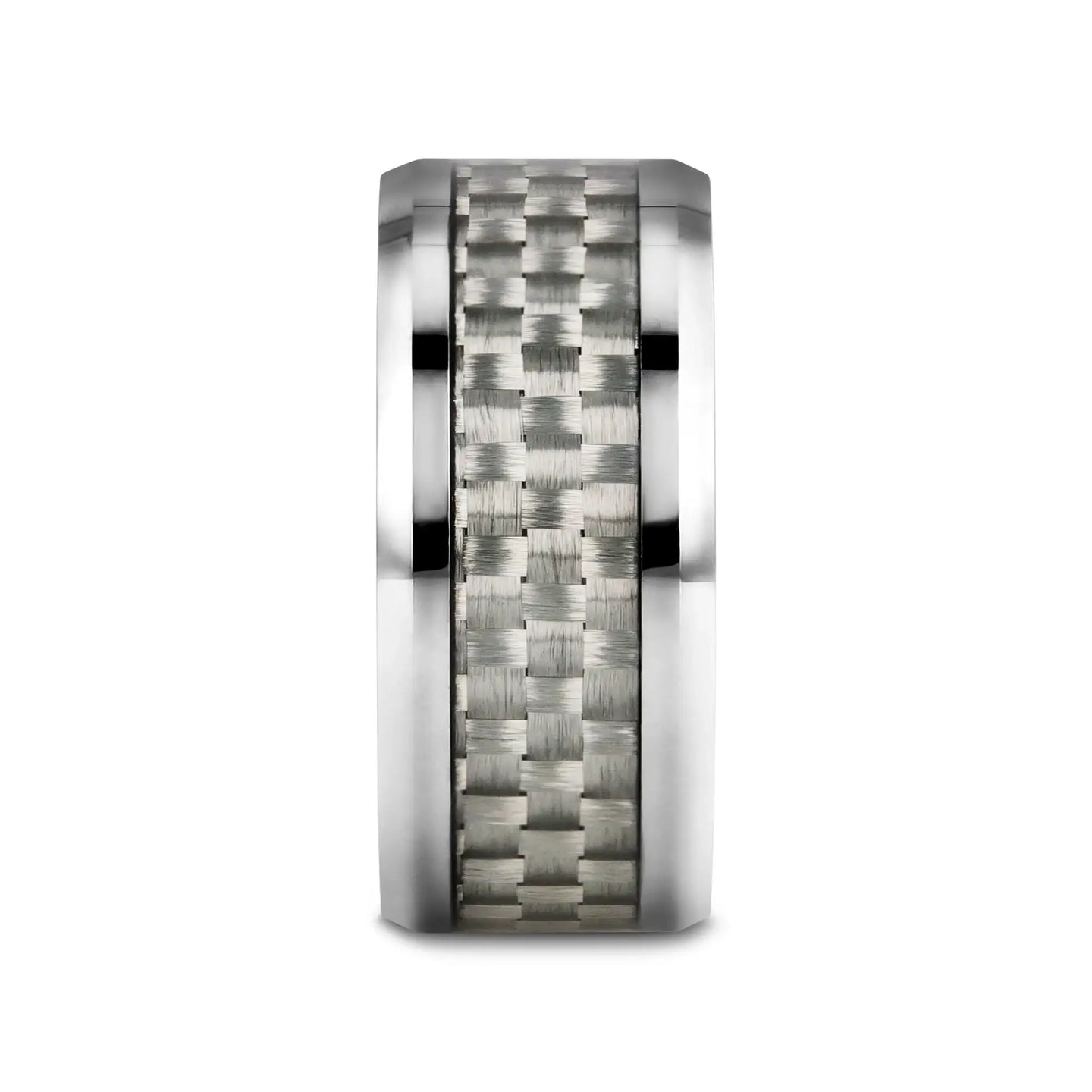 ULTIMUS Tungsten Carbide Ring with Beveled White Carbon Fiber Inlay - 4mm - 12mm - Larson Jewelers