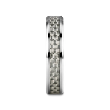 ULTIMUS Tungsten Carbide Ring with Beveled White Carbon Fiber Inlay - 4mm - 12mm - Larson Jewelers