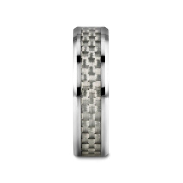 ULTIMUS Tungsten Carbide Ring with Beveled White Carbon Fiber Inlay - 4mm - 12mm - Larson Jewelers