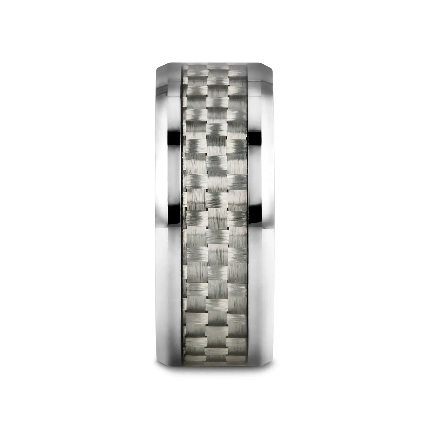 ULTIMUS Tungsten Carbide Ring with Beveled White Carbon Fiber Inlay - 4mm - 12mm - Larson Jewelers