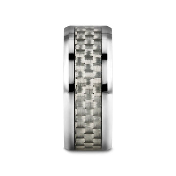 ULTIMUS Tungsten Carbide Ring with Beveled White Carbon Fiber Inlay - 4mm - 12mm - Larson Jewelers