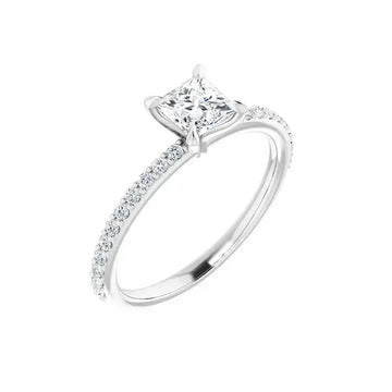 SADIE 14K White Gold Square Princess Cut Lab Grown Diamond Engagement Ring - Larson Jewelers