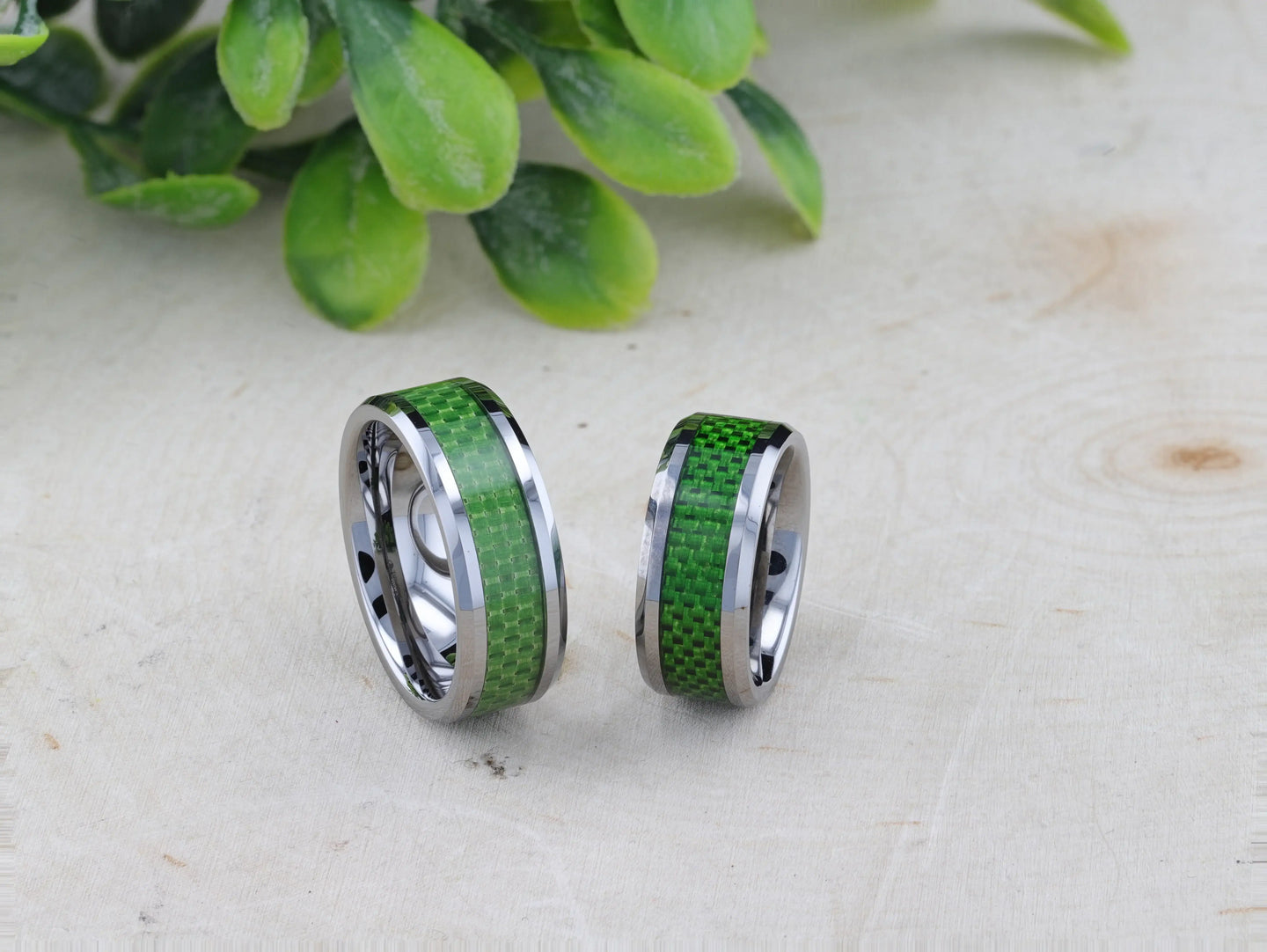 VERMONT Tungsten Wedding Band With Emerald Green Carbon Fiber Inlay - 8mm - Larson Jewelers