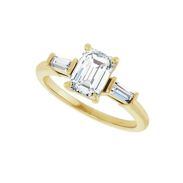 VIVIAN 14K Yellow Gold Emerald Cut Lab Grown Diamond Engagement Ring - Larson Jewelers