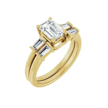 VIVIAN 14K Yellow Gold Emerald Cut Lab Grown Diamond Engagement Ring - Larson Jewelers