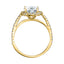 VIVIENNE Pavé Halo Four Prong Solitaire Lab Diamond Engagement Ring in 18K Yellow Gold