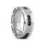 VALOR Grooved Tungsten Ring with Silver Inlay & Black Diamonds - 8mm