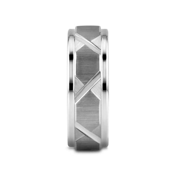 VESTIGE Tungsten Ring with Triangle Angle Grooves and Raised Center - 8mm - Larson Jewelers