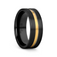 VIVALDI Black Ceramic Wedding Band With Yellow Gold Groove - 4mm - 8mm