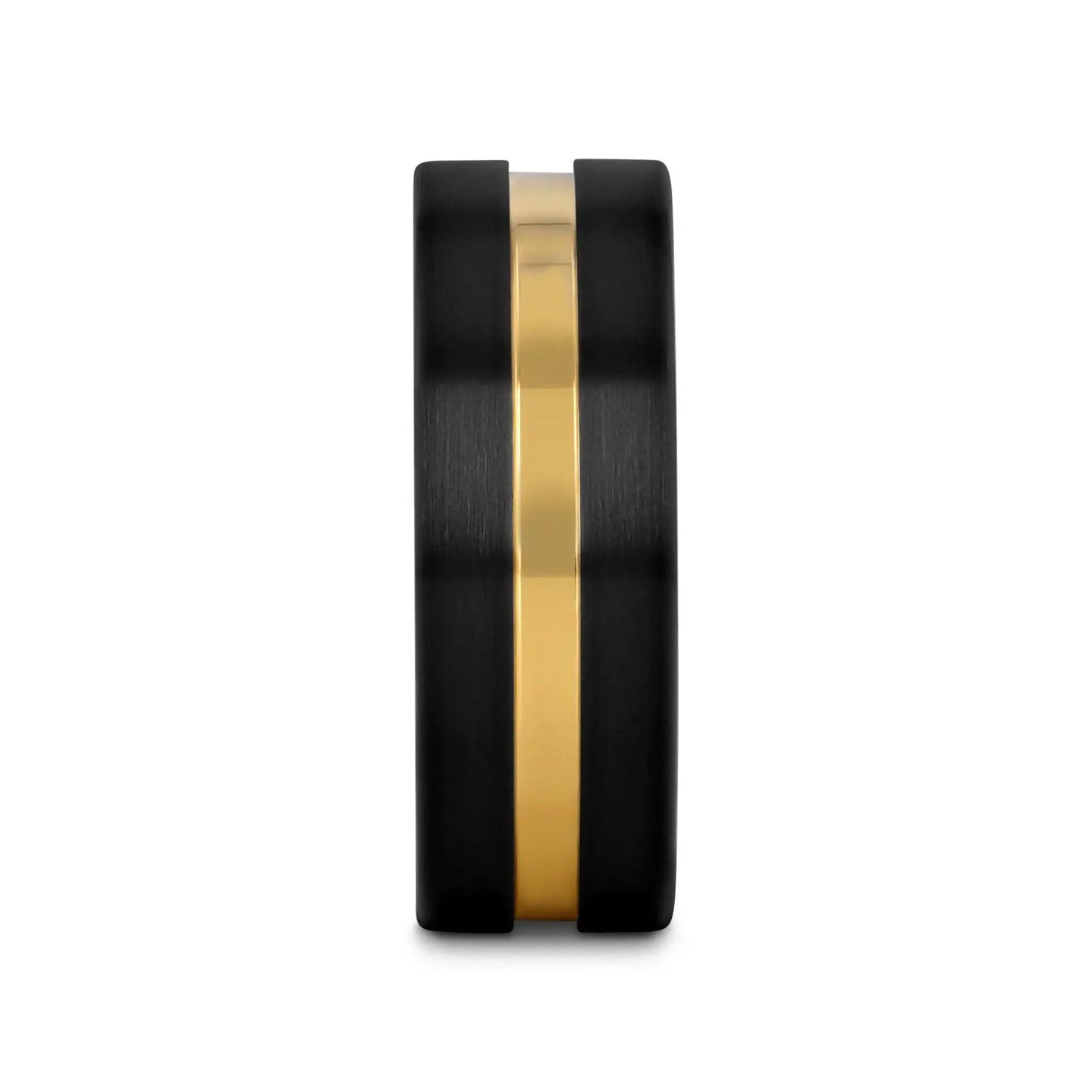 VIVALDI Black Ceramic Wedding Band With Yellow Gold Groove - 4mm - 8mm - Larson Jewelers