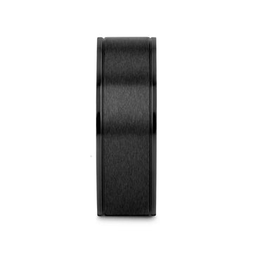 WOLFGANG Black Titanium Brushed Finish Men’s Wedding Ring with Polished Dual Offset Grooves – 6mm & 8mm - Larson Jewelers