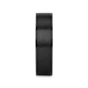 WOLFGANG Black Titanium Brushed Finish Men’s Wedding Ring with Polished Dual Offset Grooves – 6mm & 8mm - Larson Jewelers