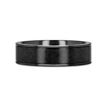 WOLFGANG Black Titanium Brushed Finish Men’s Wedding Ring with Polished Dual Offset Grooves – 6mm & 8mm - Larson Jewelers