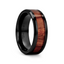 Bague YUKON en céramique noire biseautée avec incrustation en bois de noyer noir - 4 mm - 12 mm