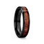 Bague YUKON en céramique noire biseautée avec incrustation en bois de noyer noir - 4 mm - 12 mm