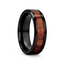 Bague YUKON en céramique noire biseautée avec incrustation en bois de noyer noir - 4 mm - 12 mm