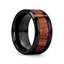 YUKON Beveled Black Ceramic Ring with Black Walnut Wood Inlay - 10mm