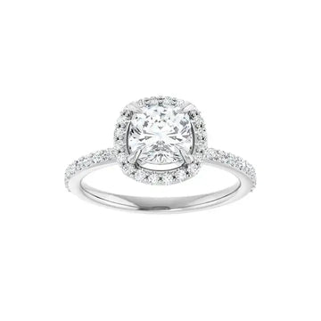 DAYSTAR Silver Halo Cushion Lab Grown Diamond Engagement Ring - Larson Jewelers