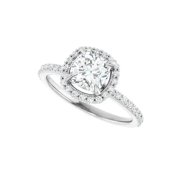 DAYSTAR Silver Halo Cushion Lab Grown Diamond Engagement Ring - Larson Jewelers