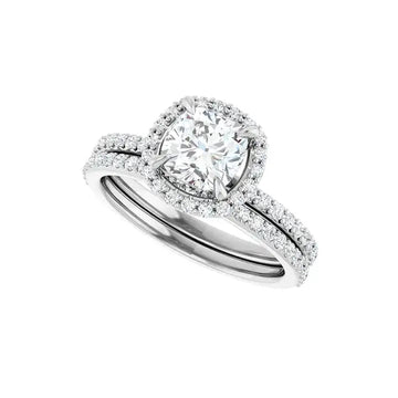 DAYSTAR Silver Halo Cushion Lab Grown Diamond Engagement Ring - Larson Jewelers