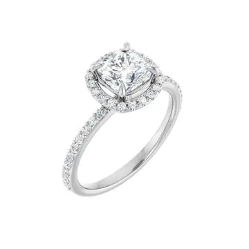 DAYSTAR Silver Halo Cushion Lab Grown Diamond Engagement Ring - Larson Jewelers