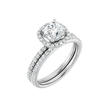 DAYSTAR Silver Halo Cushion Lab Grown Diamond Engagement Ring - Larson Jewelers