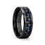 ZAYDEN Black Titanium Ring with Blue & Black Carbon Fiber Inlay and Bevels - 8mm