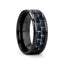 ZAYDEN Black Titanium Ring with Blue & Black Carbon Fiber Inlay and Bevels - 8mm