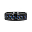 ZAYDEN Black Titanium Ring with Blue & Black Carbon Fiber Inlay and Bevels - 8mm